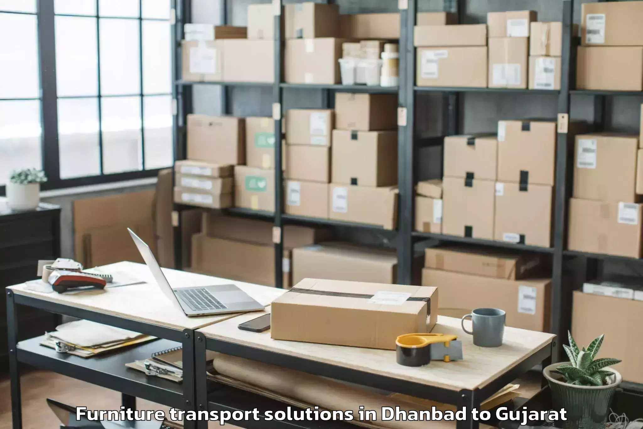 Quality Dhanbad to Ghoghamba Furniture Transport Solutions